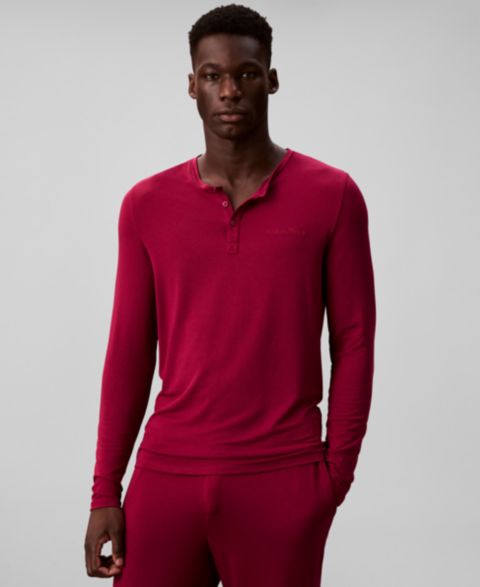 Пижамный топ для мужчин, с планкой на пуговицах — Calvin Klein, цвет: Свекольный красный