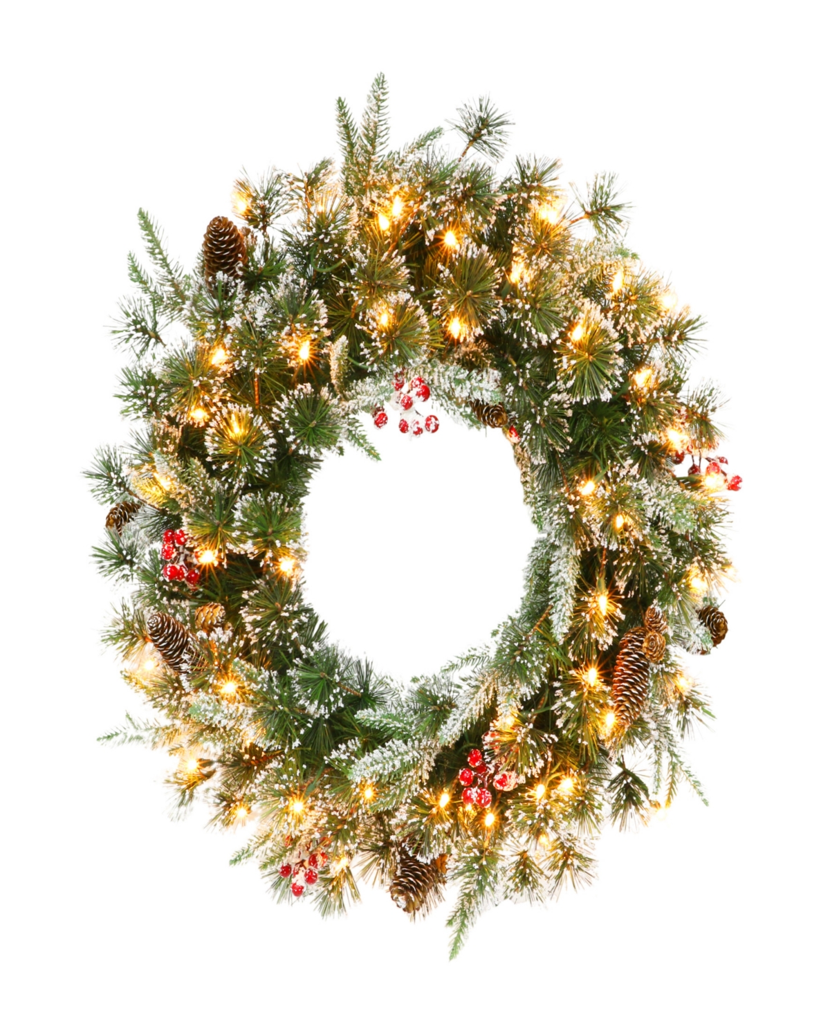 32" Pre-Lit Glittery Wreath with 70 Underwriters Laboratories Clear Incandescent Lights, 320 Tips