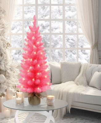 3' Pre-Lit Fashion Tree with 50 Underwriters Laboratories Clear Incandescent Lights and Burlap Base, 97 Tips