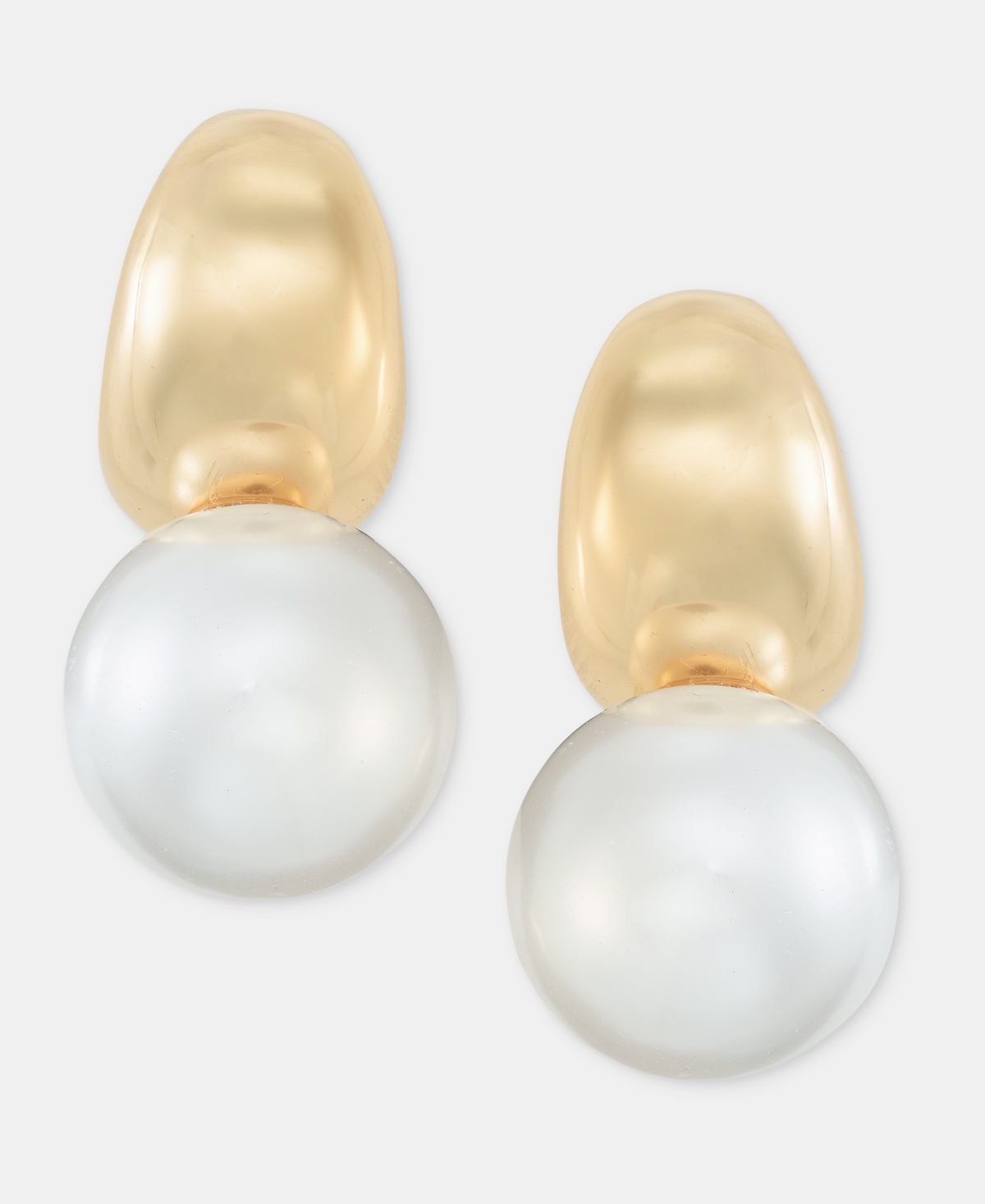 On 34th Imitation Pearl Charm Hoop Earrings, Macy's Exclusive
