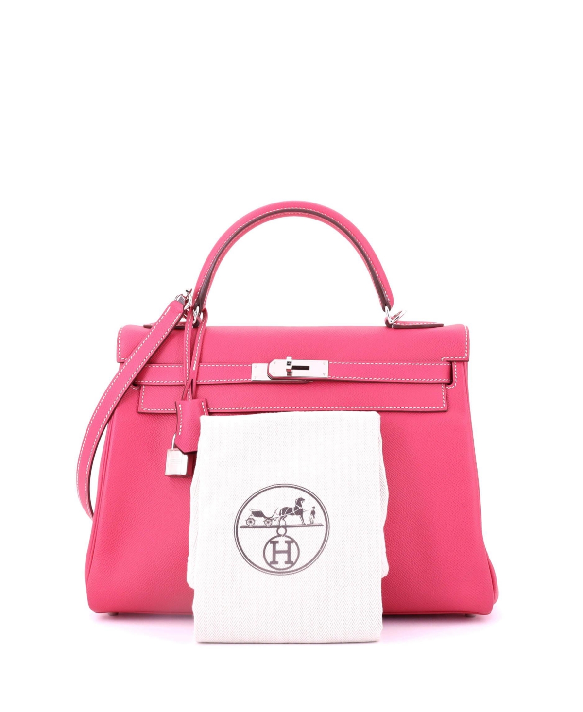 Pre-Owned Hermes Kelly 32 Handbag Pink Epsom with Palladium Hardware