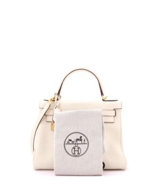 Pre-Owned Hermes Kelly 28 Handbag Light Clemence with Gold Hardware