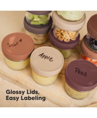 12pk Prep Baby Food Storage Containers, 4 oz Leak-Proof, BPA Free Glass Baby Food Jars for Feeding