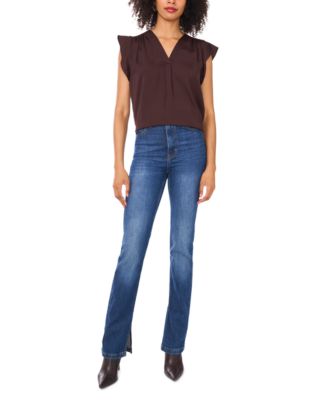 Women's V-Neck Short-Ruffle-Sleeve Top