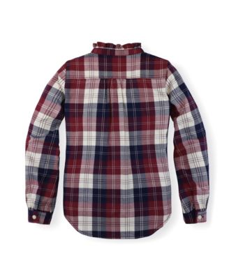 Baby Girls Long Sleeve Ruffle Collar Button Down Shirt