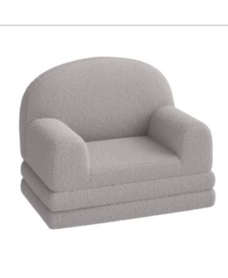 Kids Sofa Chair, 2-in-1 Convertible Toddler Couch Lounge, Comfy Fold Out Teddy Fleece Fabric Children's Sofa Bed