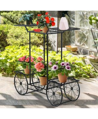 6-Tier Garden Cart Stand Flower Rack Display Decor Flower Pot Plant Holder