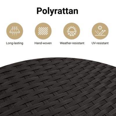 Garden Sofa Black PE Rattan, Powder-Coated Steel Single Sofa