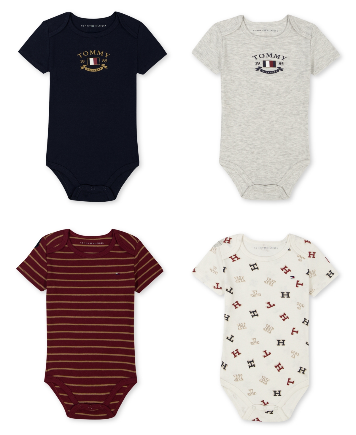 Tommy Hilfiger Baby Boys 4-piece Short Sleeve Bodysuit Set In Multi