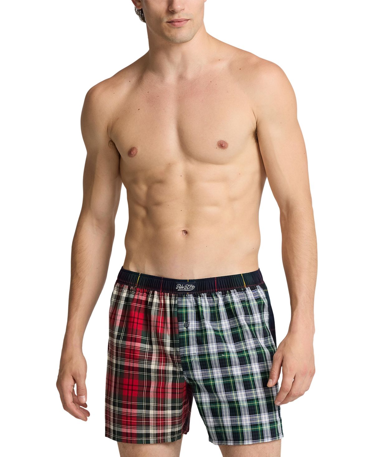 Мужские клетчатые тканые боксеры