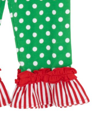 Baby Girl Santa Sleigh Top and Striped Leggings, 2-Piece Set