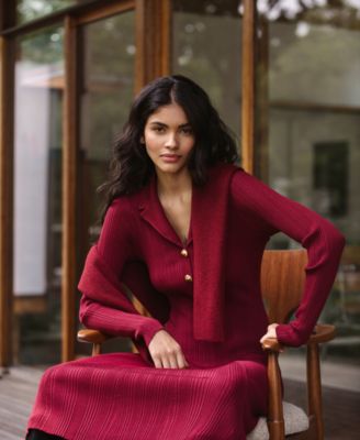 Women's Crinkle Knit Midi Dress