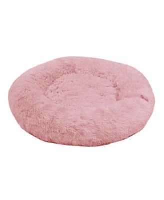 Maisie Bohemian Glam Faux Fur Round Fluffy Calming Donut Pet Bed with Washable Cover