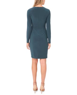 Women's Ruched Asymmetric Long Sleeve Dress