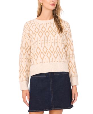 Women's Cozy Crewneck Jacquard Long-Sleeve Sweater