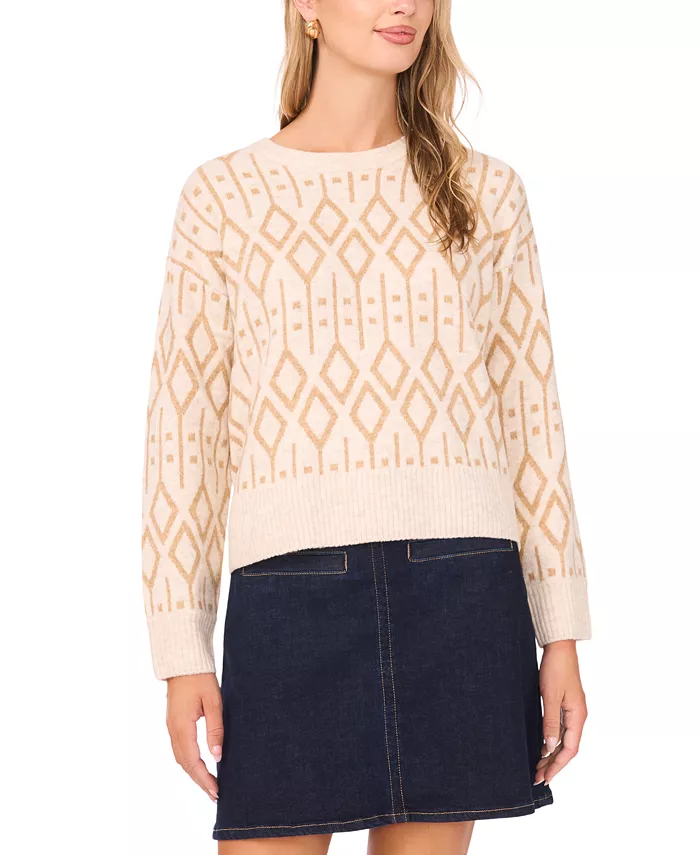 Women's Cozy Crewneck Jacquard Long-Sleeve Sweater - thumbnail 5