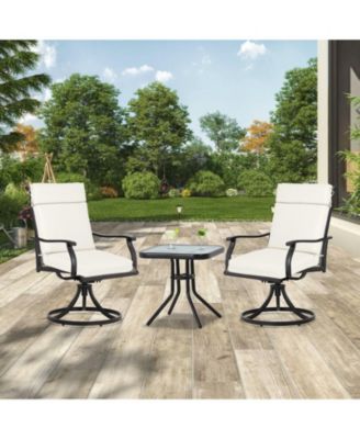 Outdoor High Back Dining Chair Cushion with Ties and Zipper, 44"x21"x3.2", Set of 2
