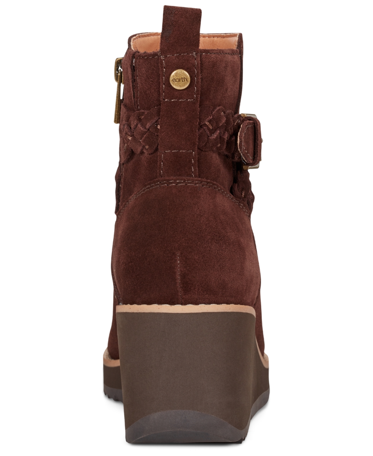 Earth Women's Chace Buckle Strap Wedge Booties In Brown