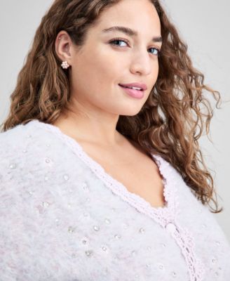 Trendy Plus Size Rhinestone Embellished Cardigan, Macy's Exclusive
