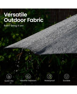 15ft Solar Umbrella Smart LED Lighted Patio Umbrella,12 Heavy Duty Ribs Large Outdoor Double Sided Rectangle Umbrella with Light Modes and Base