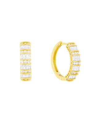 Cubic Zirconia Hinge Hoop Earrings