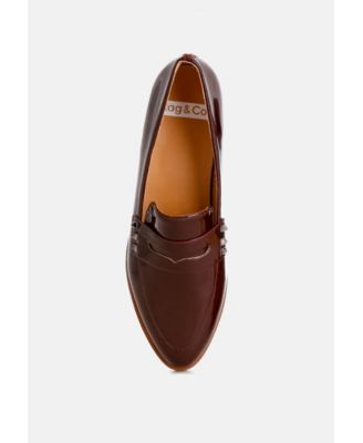 London Rag Womens Winged Patent Pleather Penny Loafers