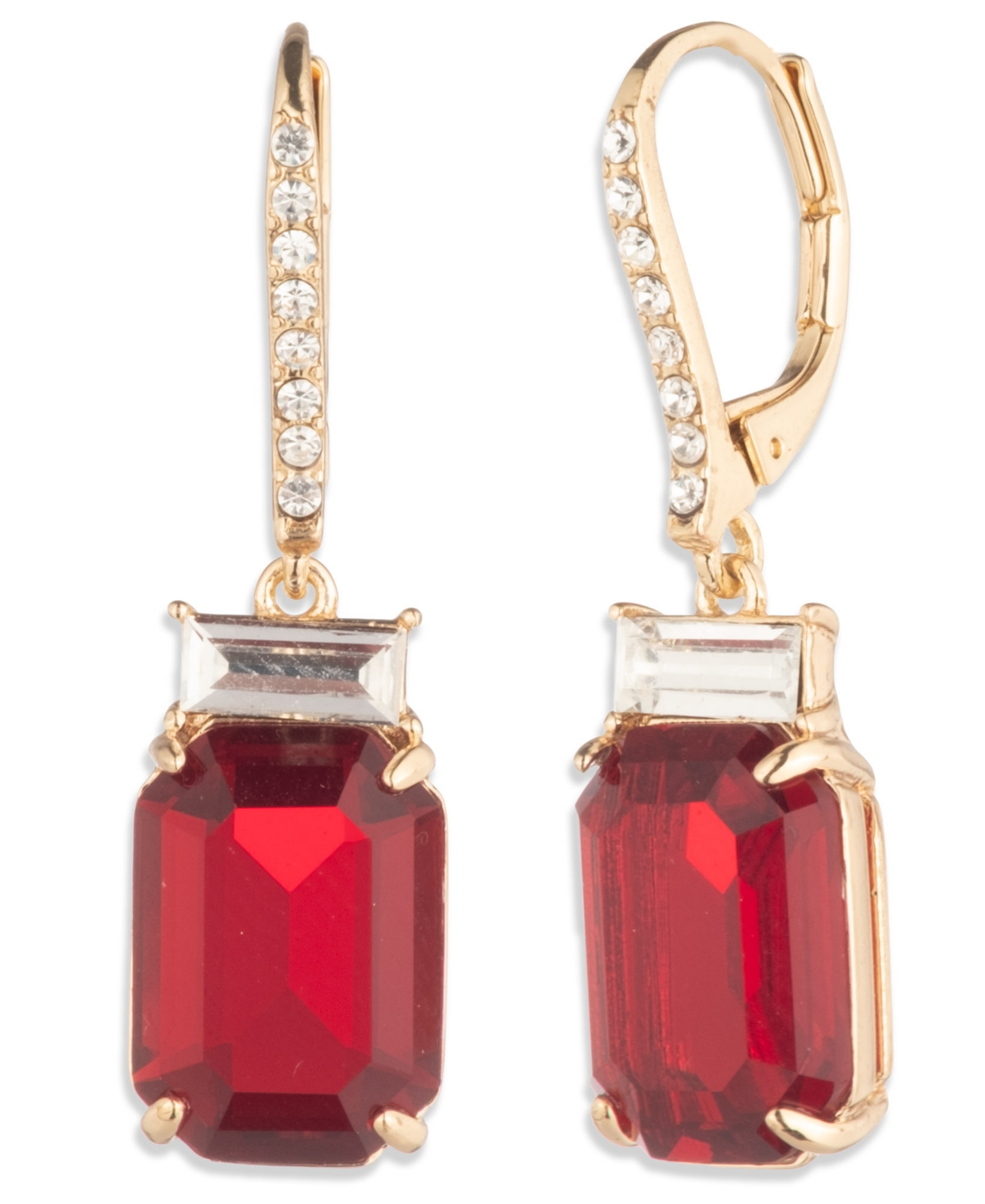 Ralph Lauren Glass Stone Drop Earrings In Red