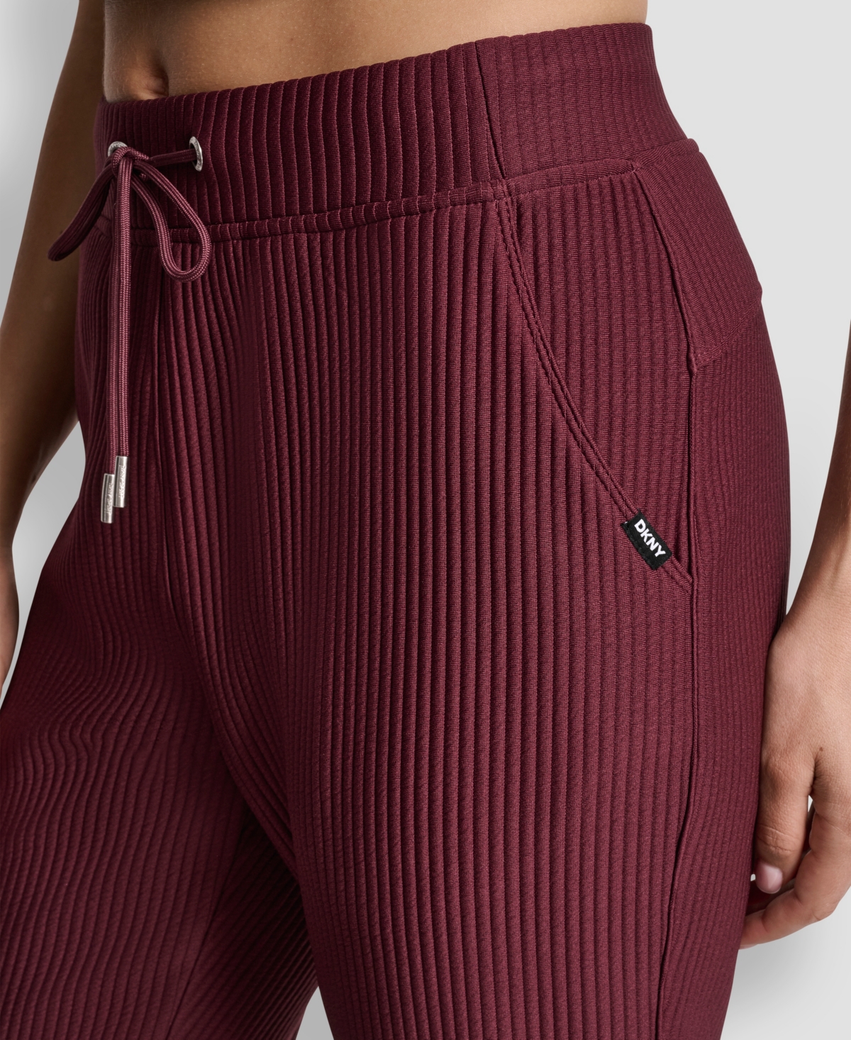 Dkny Women's Tech Ottoman Cuffed High Rise Joggers In Burgundy