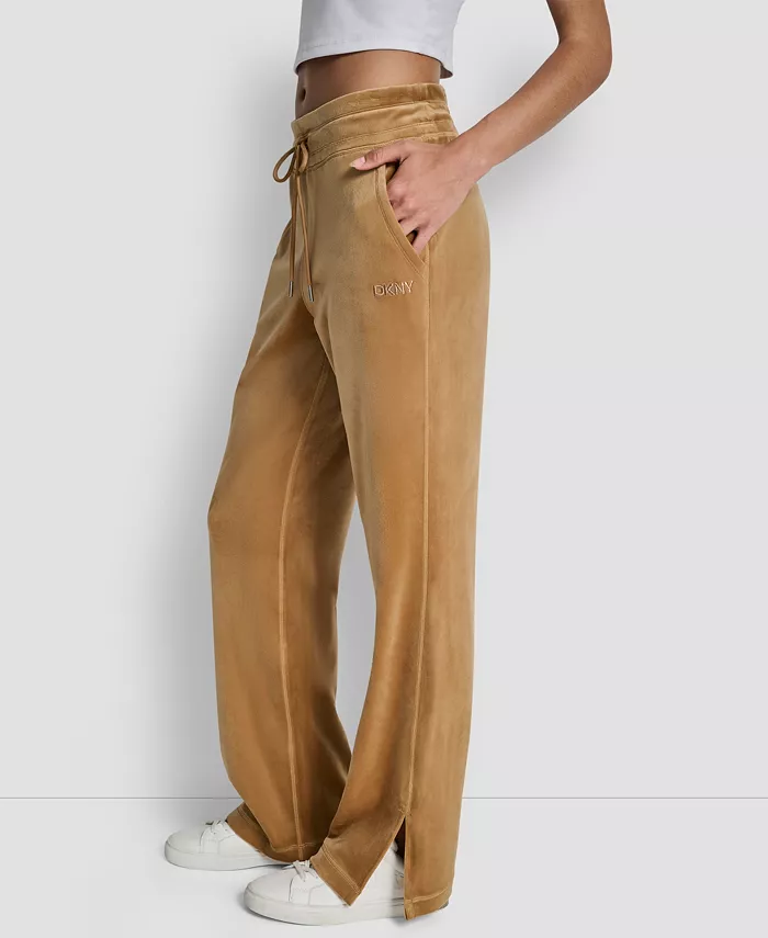 Women's Super Soft Velour HD Embroidery Logo Slit Track Pants