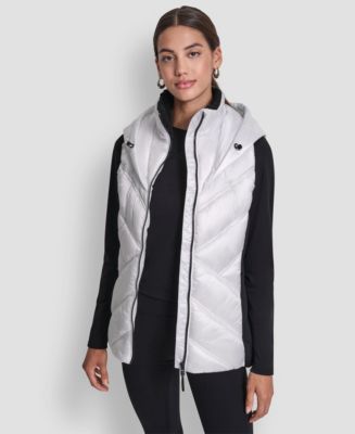 DKNY Women's Contrast Collar Hooded Puffer Vest - Macy's