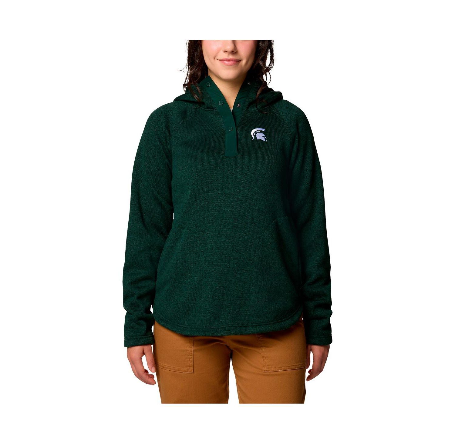 Women's Green Michigan State Spartans Sweater Weather Fleece Lined Pullover Hoodie