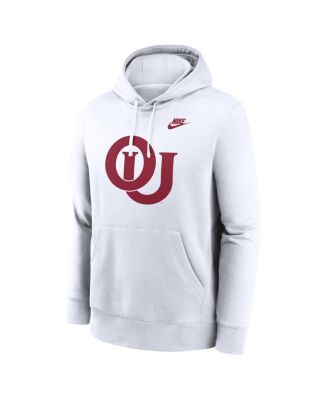 Men's White Oklahoma Sooners Legacy Logo Club Fleece Pullover Hoodie