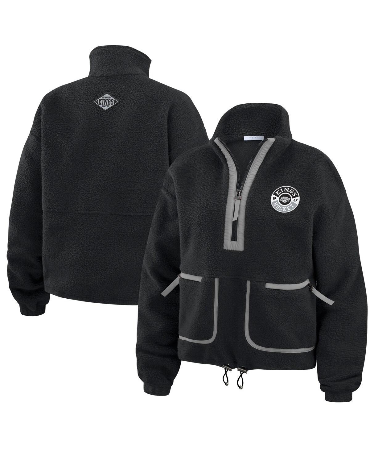 Wear By Erin Andrews Women's Black Los Angeles Kings Polar Fleece Half-zip Jacket In Black