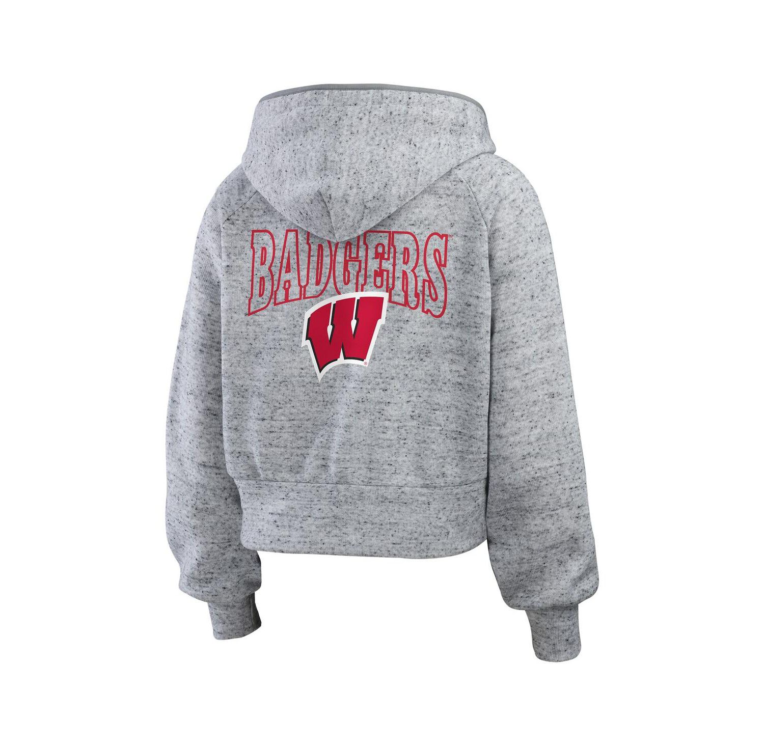 Women's Heather Gray Wisconsin Badgers Wear Speckle Double-Hit Raglan Full-Zip Hoodie