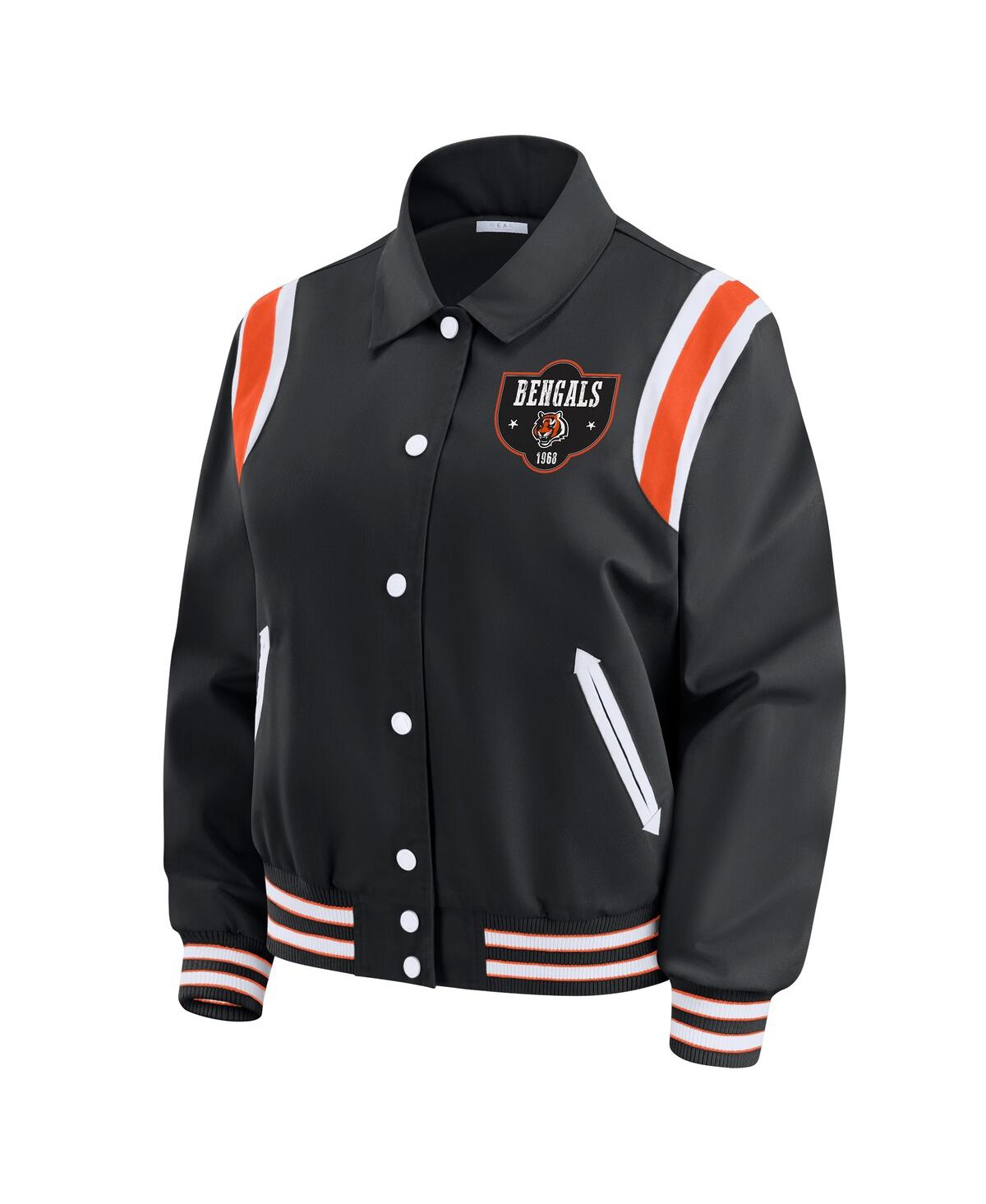 Wear By Erin Andrews Women's Black Cincinnati Bengals Varsity Lightweight Full-snap Jacket In Black