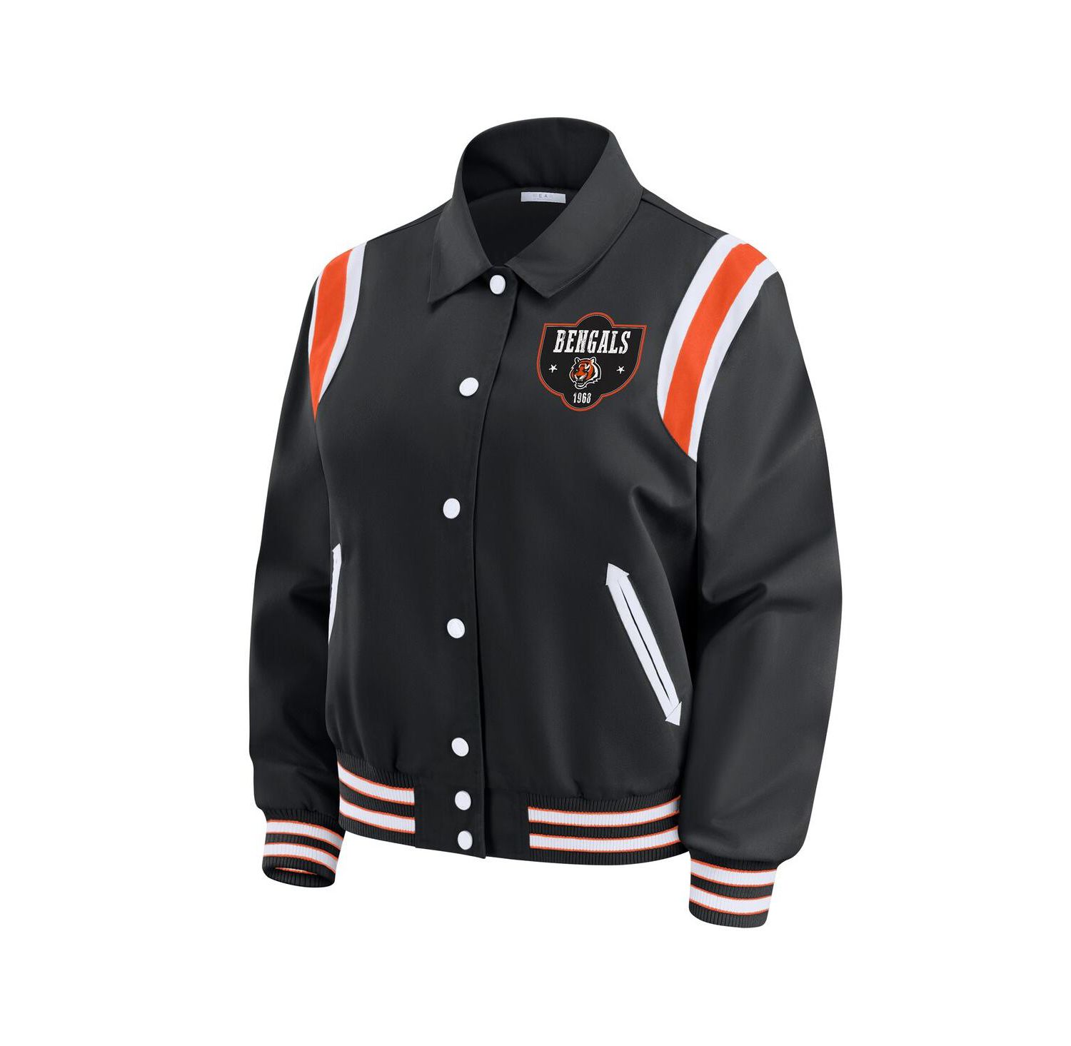 Women's Black Cincinnati Bengals Varsity Lightweight Full-Snap Jacket