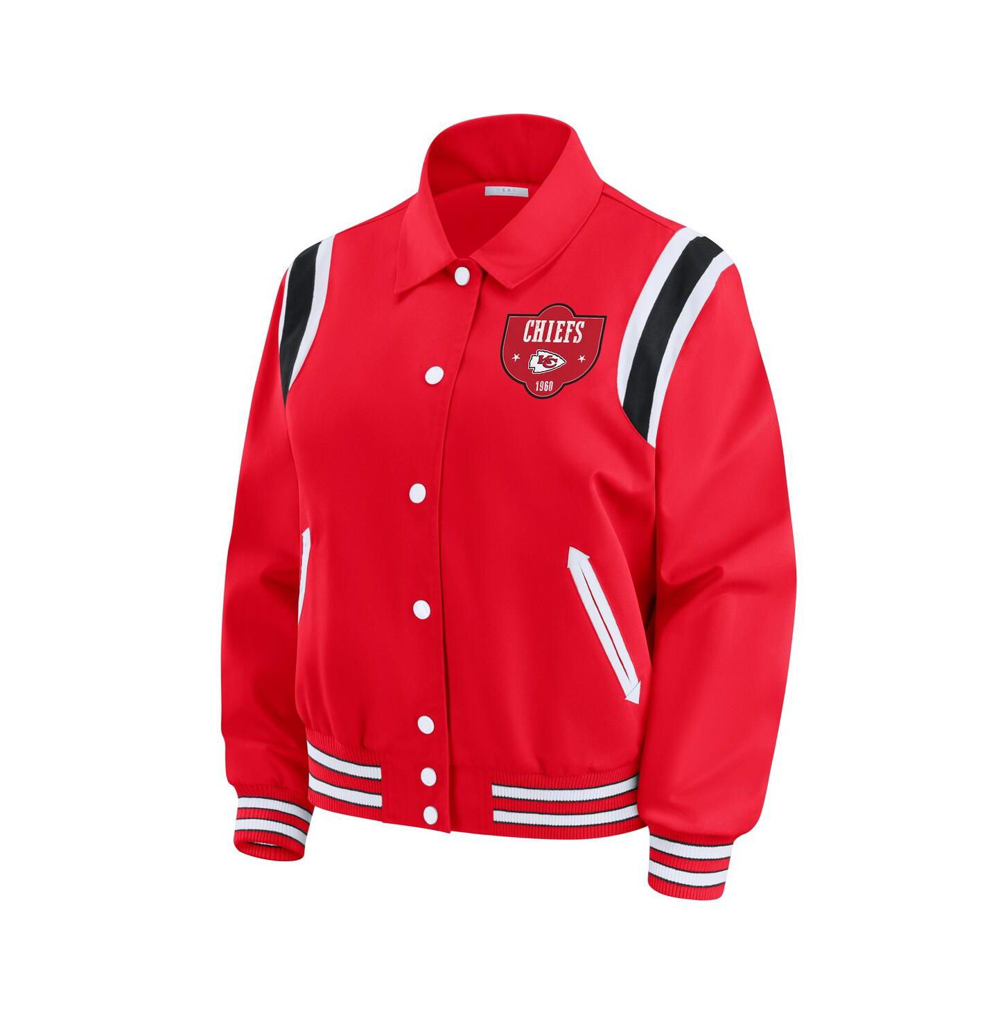 Женская куртка WEAR by Erin Andrews Red Kansas City Chiefs Varsity Lightweight Full-Snap — фото 2