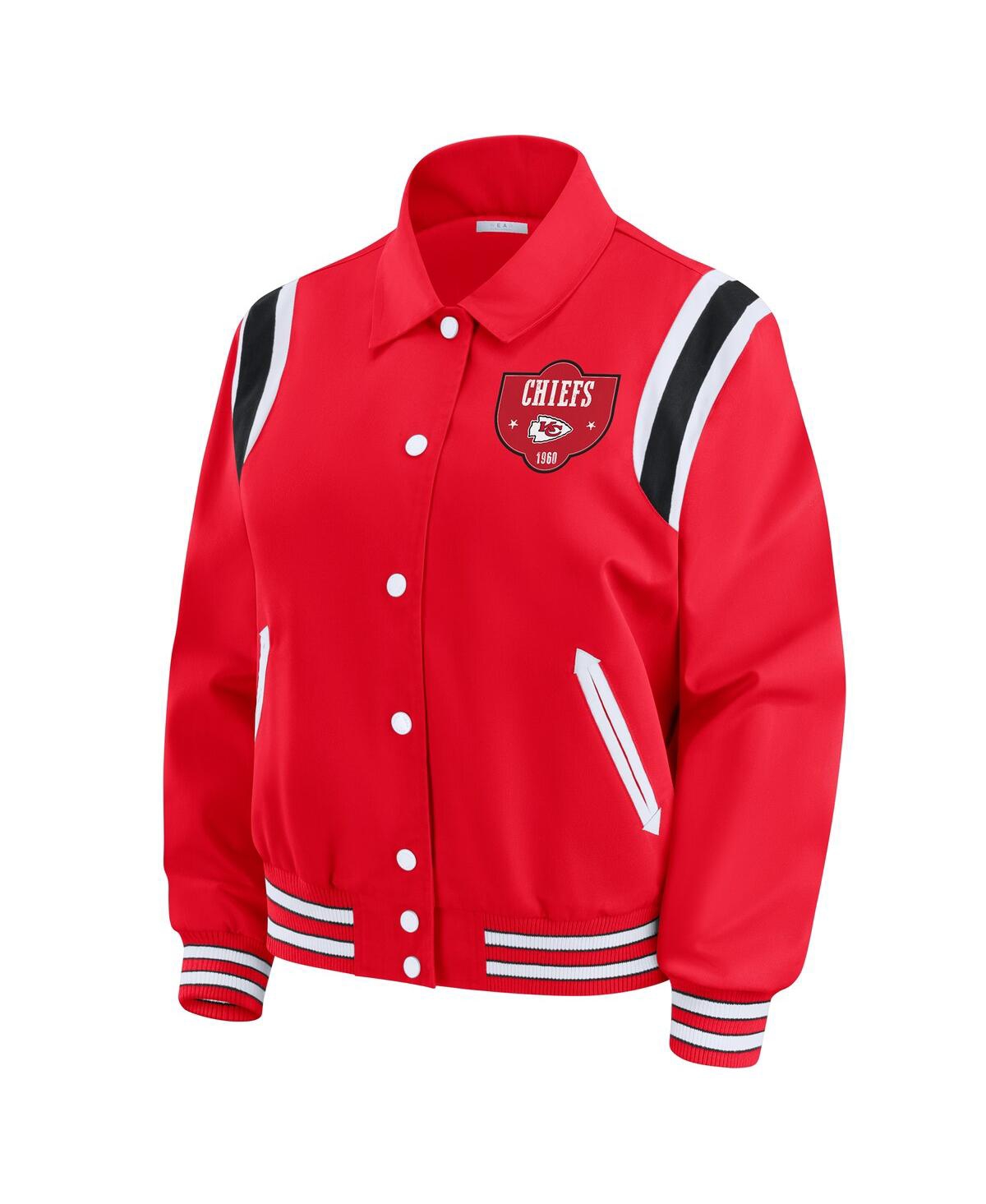 Wear By Erin Andrews Women's Red Kansas City Chiefs Varsity Lightweight Full-snap Jacket In Red