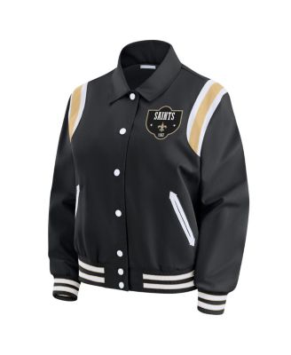 Women's Black New Orleans Saints Varsity Lightweight Full-Snap Jacket