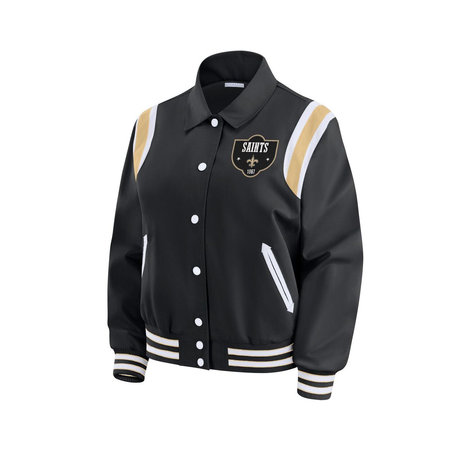 Women's Black New Orleans Saints Varsity Lightweight Full-Snap Jacket