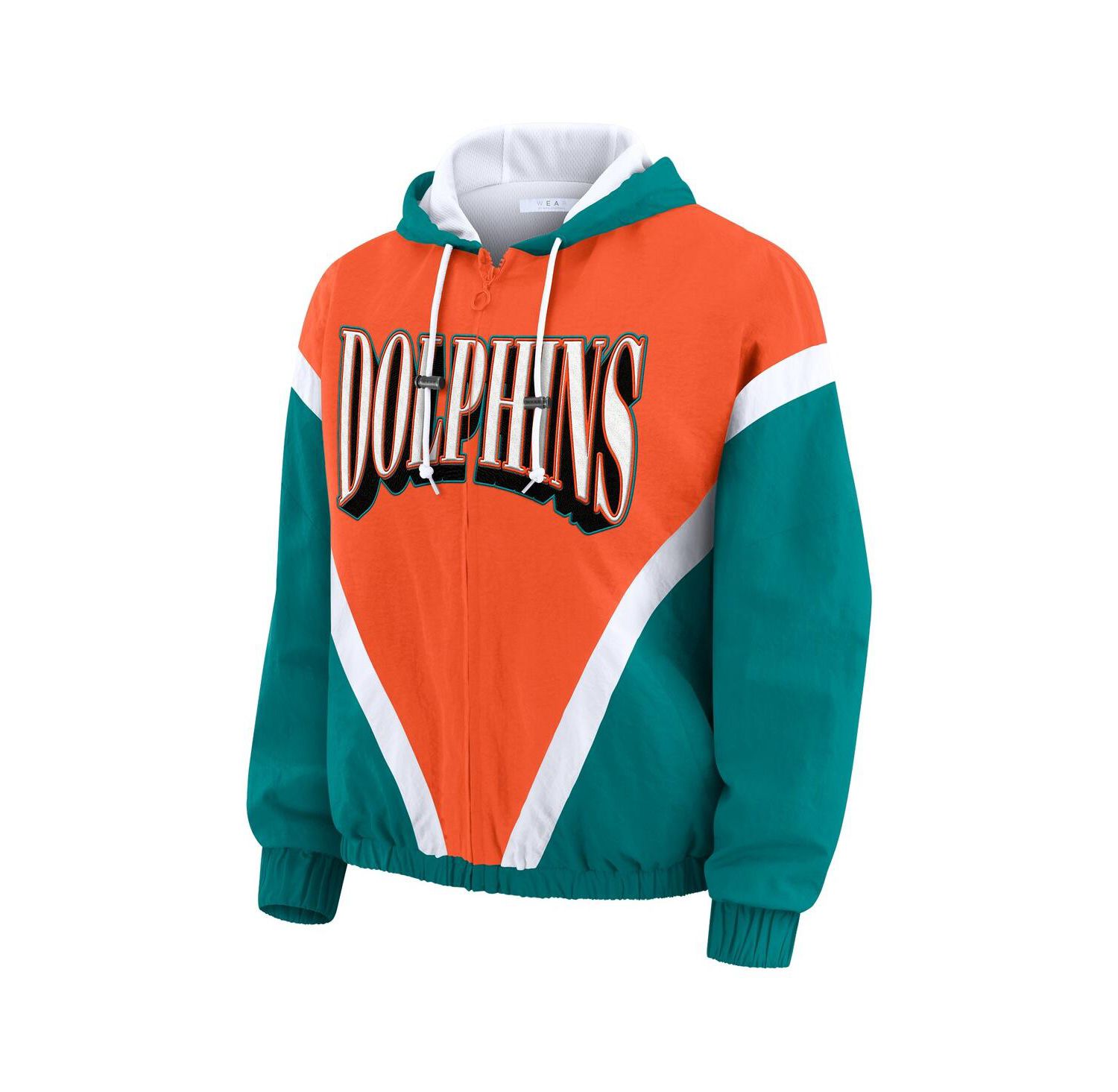 Women's Orange/Aqua Miami Dolphins Retro Crinkle Full-Zip Hoodie Windbreaker Jacket