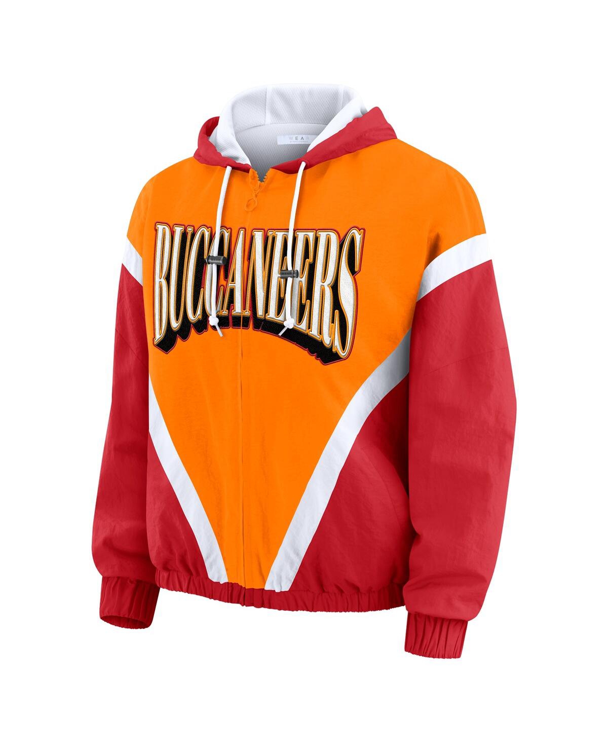 Wear By Erin Andrews Women's Orange/red Tampa Bay Buccaneers Retro Crinkle Full-zip Hoodie Windbreaker Jacket In Multi