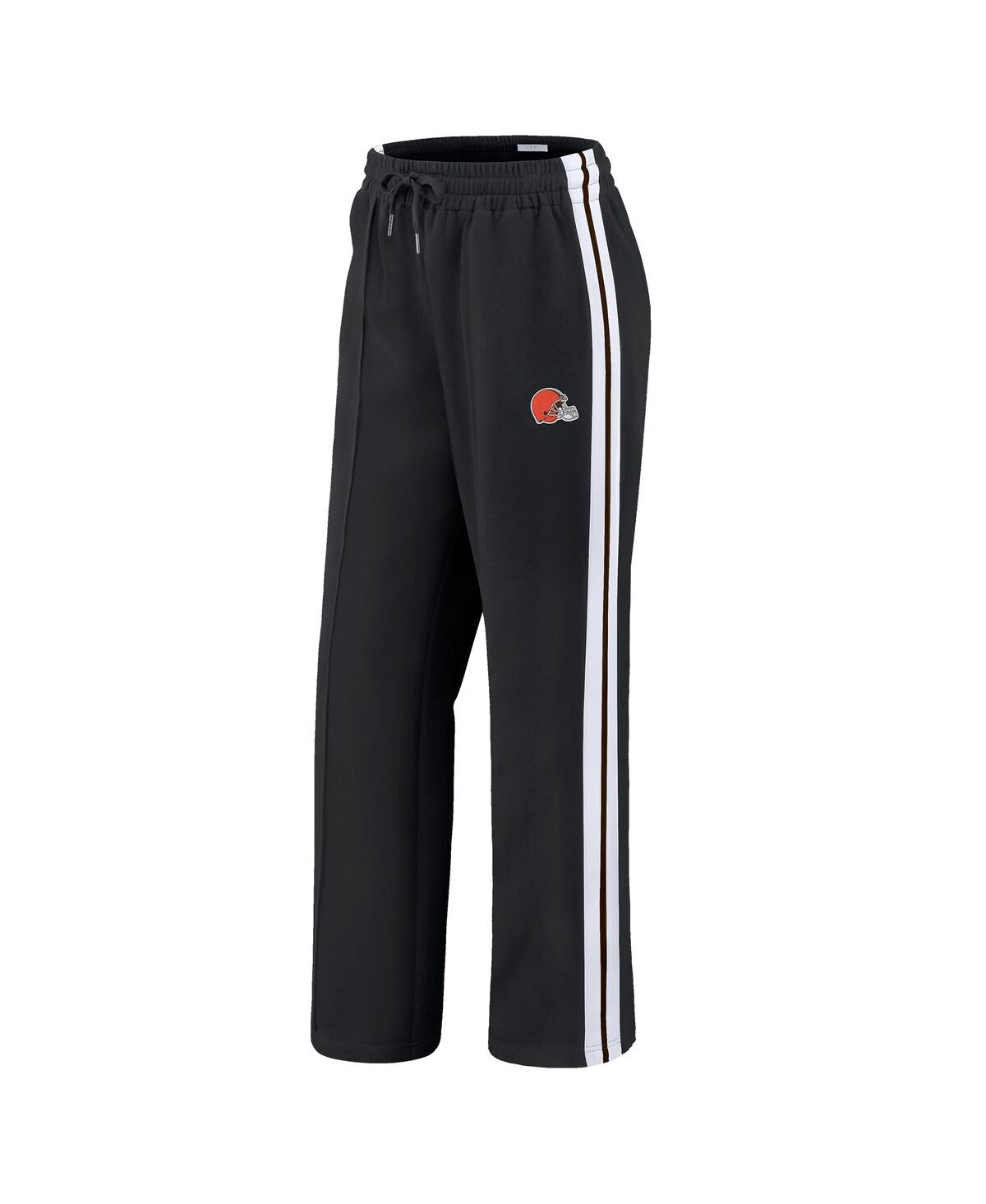 Wear By Erin Andrews Women's Black Cleveland Browns Color Block Straight Leg Pants In Black