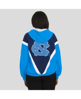 Women's Blue/Navy North Carolina Tar Heels Color Block Full-Zip Hoodie Windbreaker Jacket
