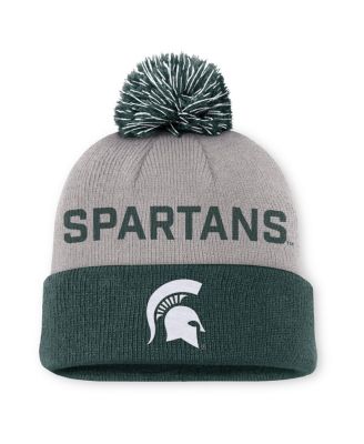 Nike - Men's Gray/Green Michigan State Spartans Primetime Peak Cuffed Knit Hat with Pom
