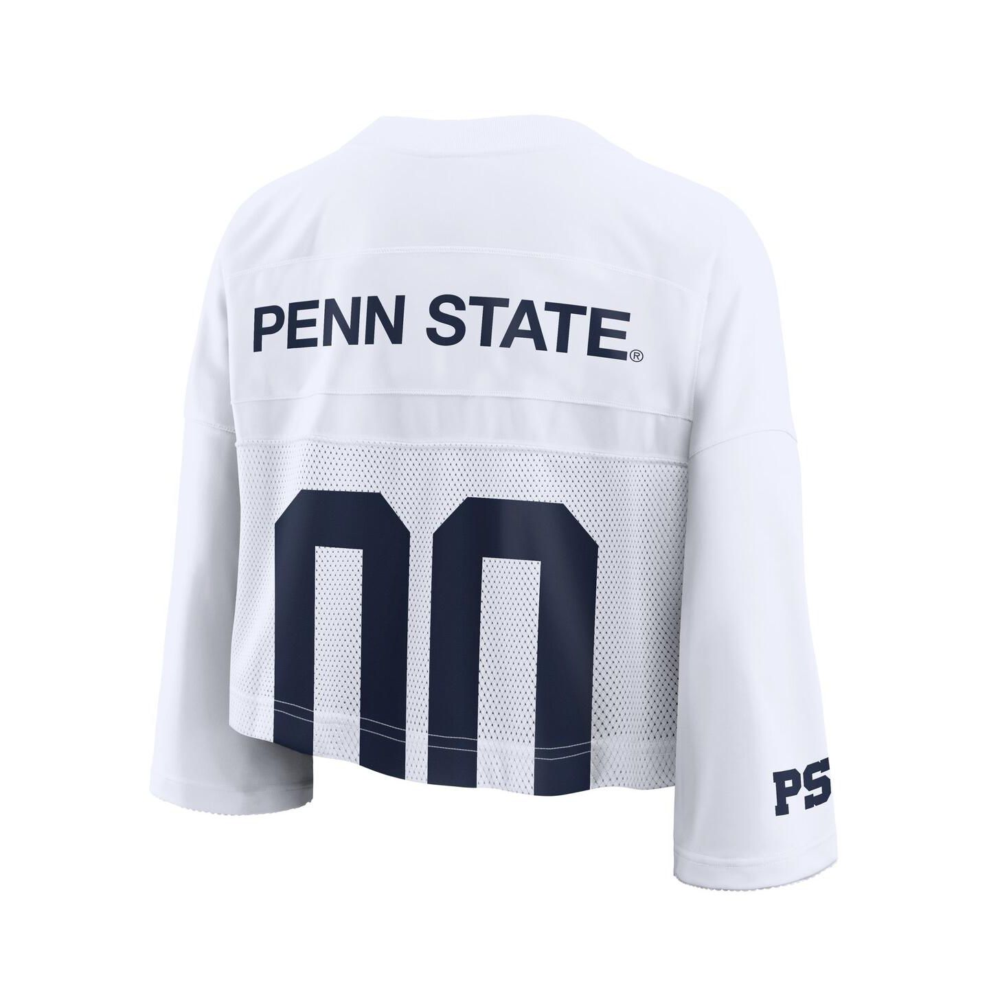 Женское джерси Nike Women's White Penn State Nittany Lions Cropped Mesh Dri-FIT Fashion Jersey — фото 3