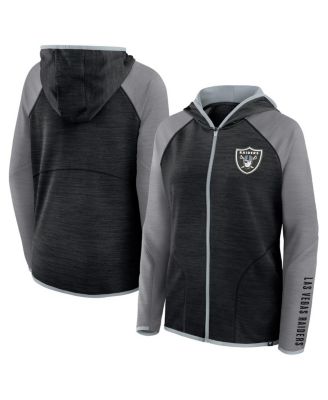 Fanatics - Women's Black/Gray Las Vegas Raiders Redzone End Around Pass Raglan Full-Zip Hoodie