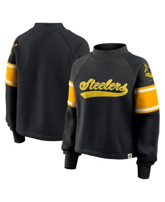 Fanatics - Women's Black Pittsburgh Steelers Oversized Hometown Toss Sweep Mock Neck Pullover