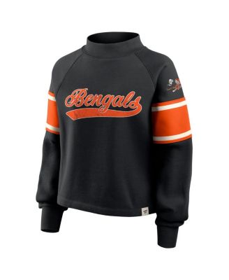 Women's Black Cincinnati Bengals Oversized Hometown Toss Sweep Mock Neck Pullover Hoodie