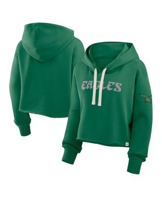 Women's Kelly Green Philadelphia Eagles Oversized Hometown Heritage Cropped Hoodie